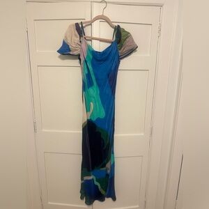 Bl-nk Painterly Off-Shoulder Slip Dress from Anthropologie